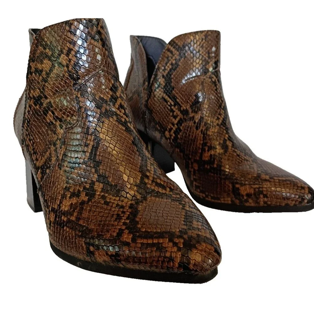 Lane Bryant Dream Cloud Snakeskin High Heel Slip on Bootie 9 Wide